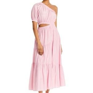 Moon River One Shoulder Cutout Dress in Pink